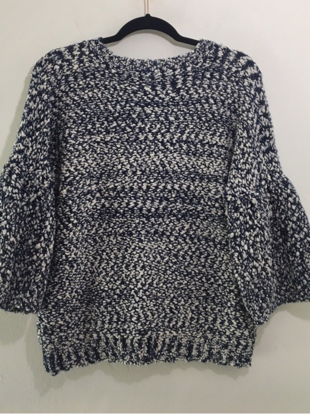 Anthropologie Moth Chunky Knit Sweater Medium 3/4 Bell Sleeve L